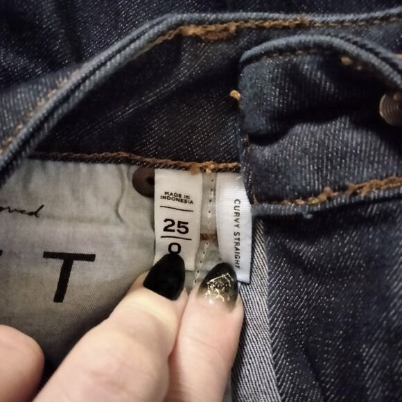 Loft Sz 0 Women's Jrs Dark Wash Curvy Straight Mid Rise Stretch Jeans - Picture 4 of 5